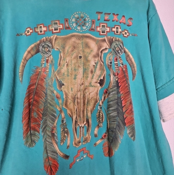 Vintage Native Turquoise T-shirt Short Sleeve Made in USA Men's Size Large - Picture 2 of 10